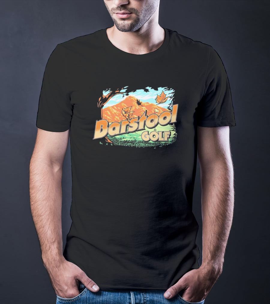 Golf Fall Mountain Scene With Leaves T-Shirt