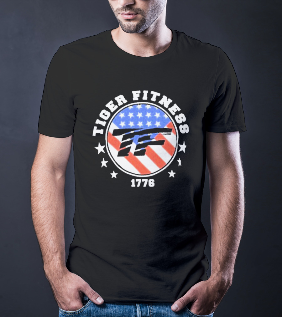 Independence Day 1776 America Flag Tiger Fitness T-Shirt