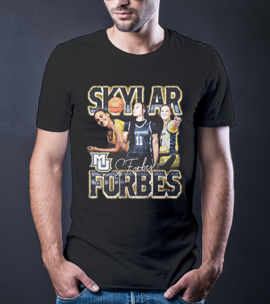 Skylar Forbes Marquette Golden Eagles Basketball MU Vintage 90s Style Signature T-Shirt