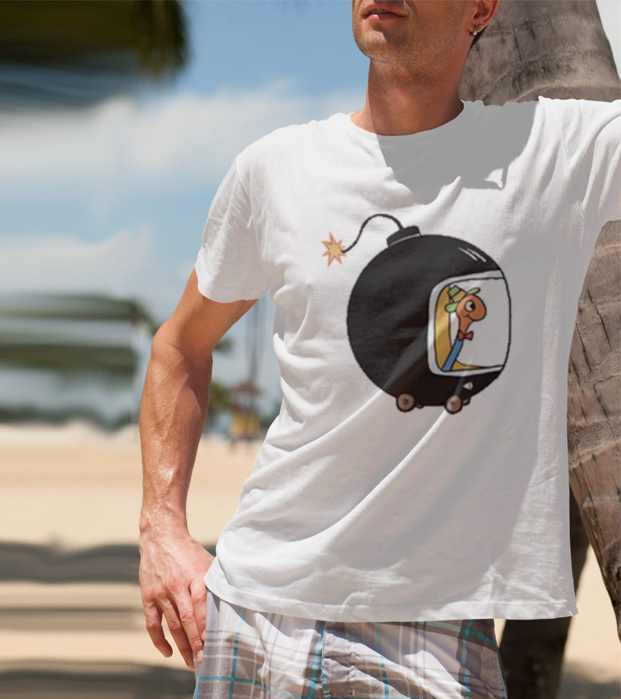 Lowly Car Bomb Cartoon Worm Inside By K. Thor Jensen T-Shirt