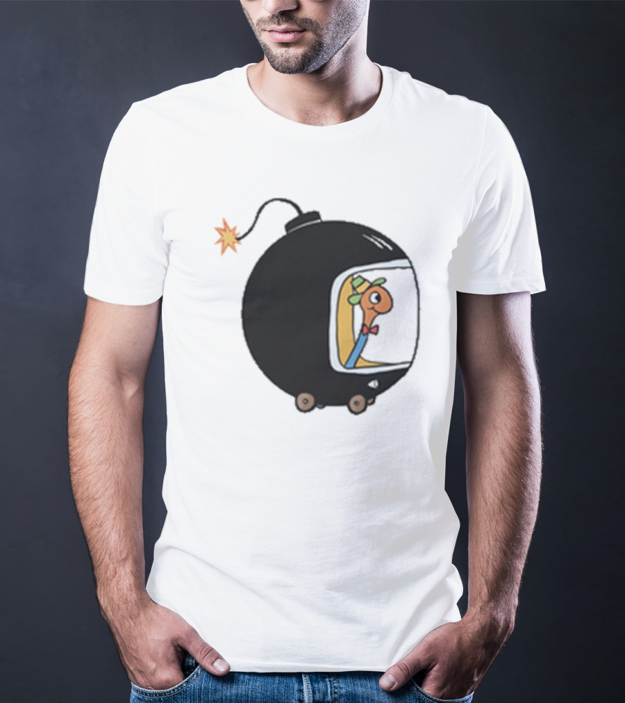 Lowly Car Bomb Cartoon Worm Inside By K. Thor Jensen T-Shirt