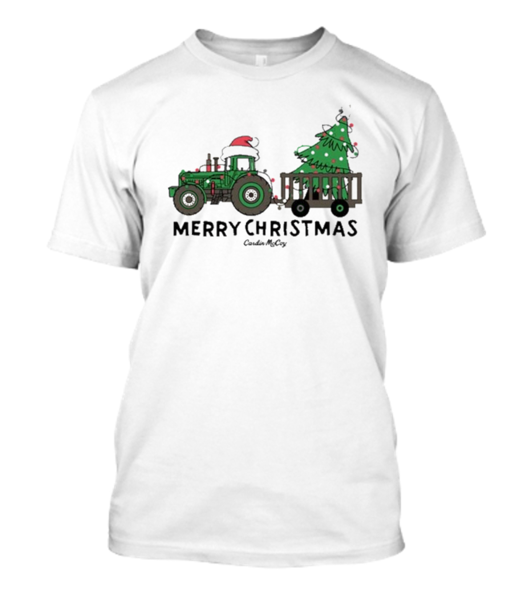 Merry Christmas Tractor Santa Tree Cardin McCoy T-Shirt