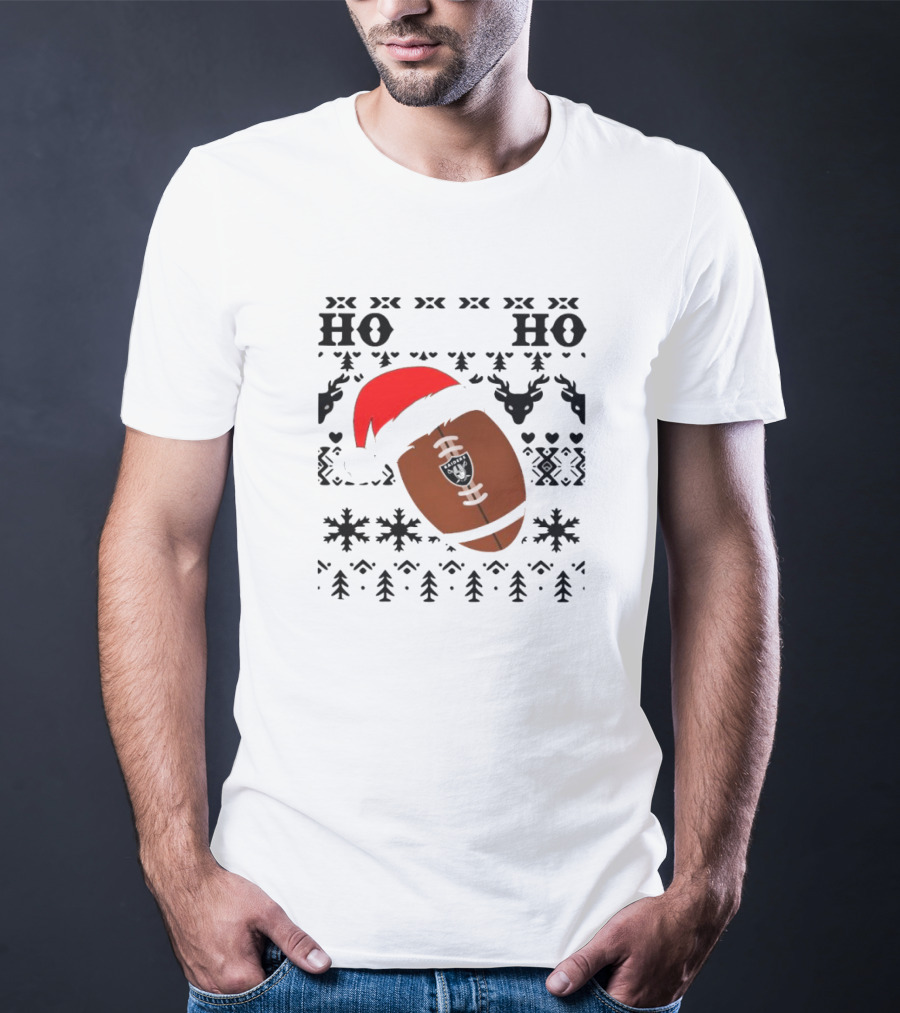 Las Vegas Raiders Football Santa Claus Ho Ho Ho Christmas NFL T-Shirt