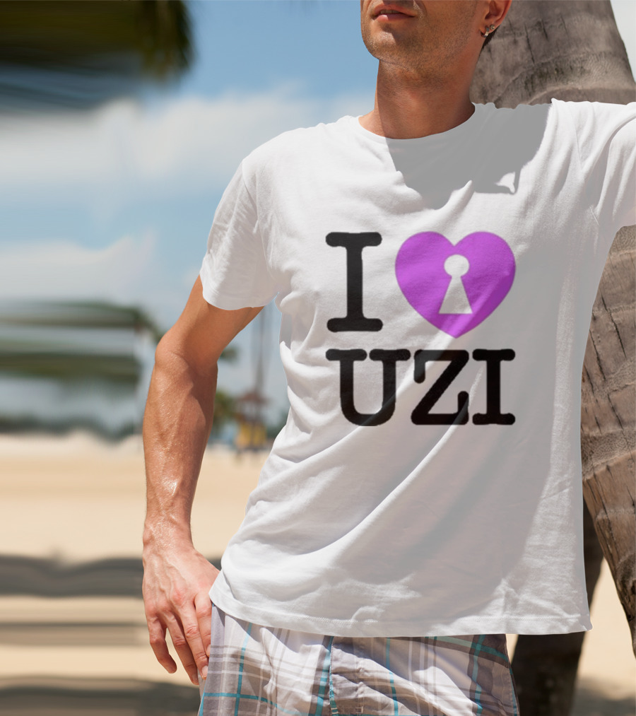 I Love Heart Keyhole Uzi T-Shirt
