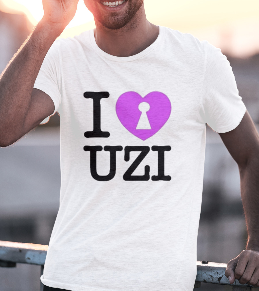 I Love Heart Keyhole Uzi T-Shirt