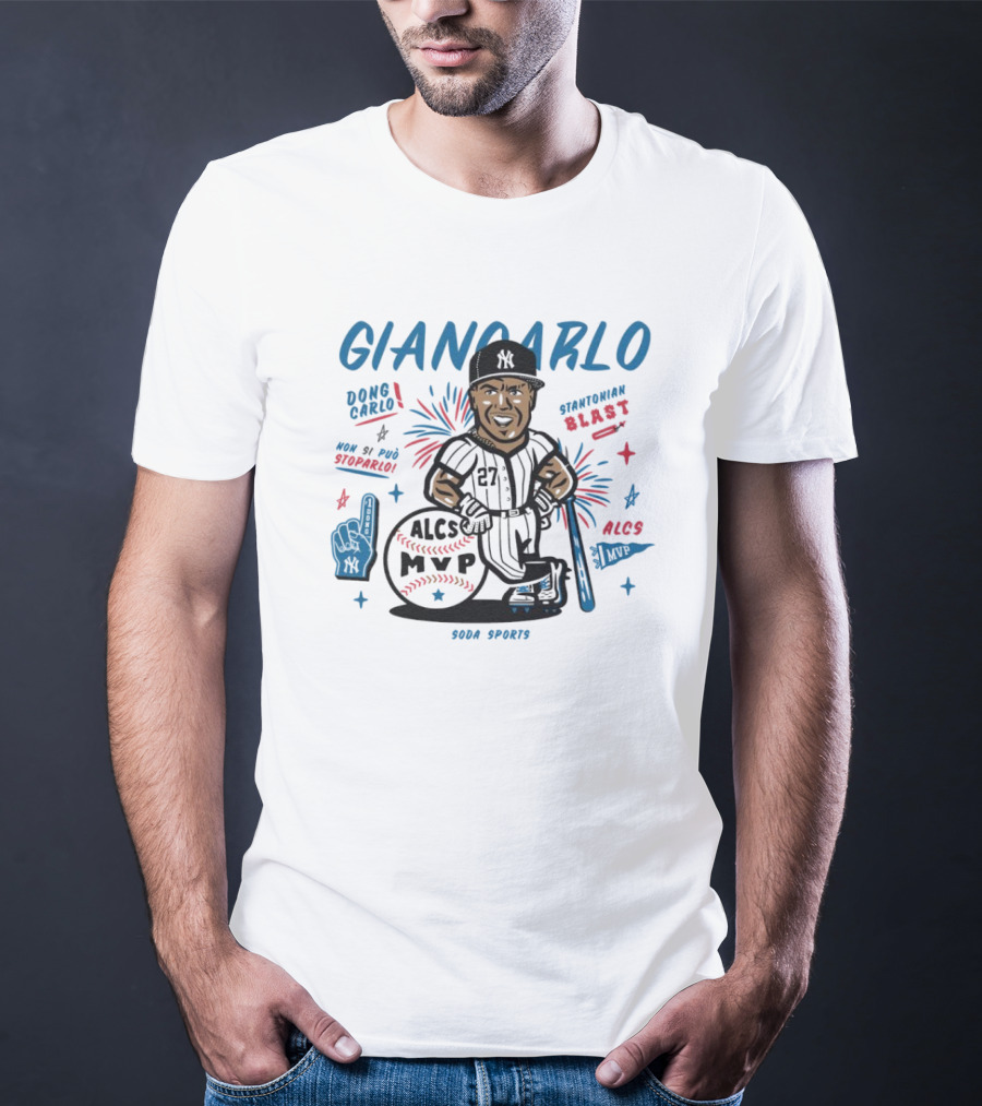 Giancarlo Dong Carlo Stantonian Blast ALCS MVP Caricature New York Yankees Soda Sports T-Shirt