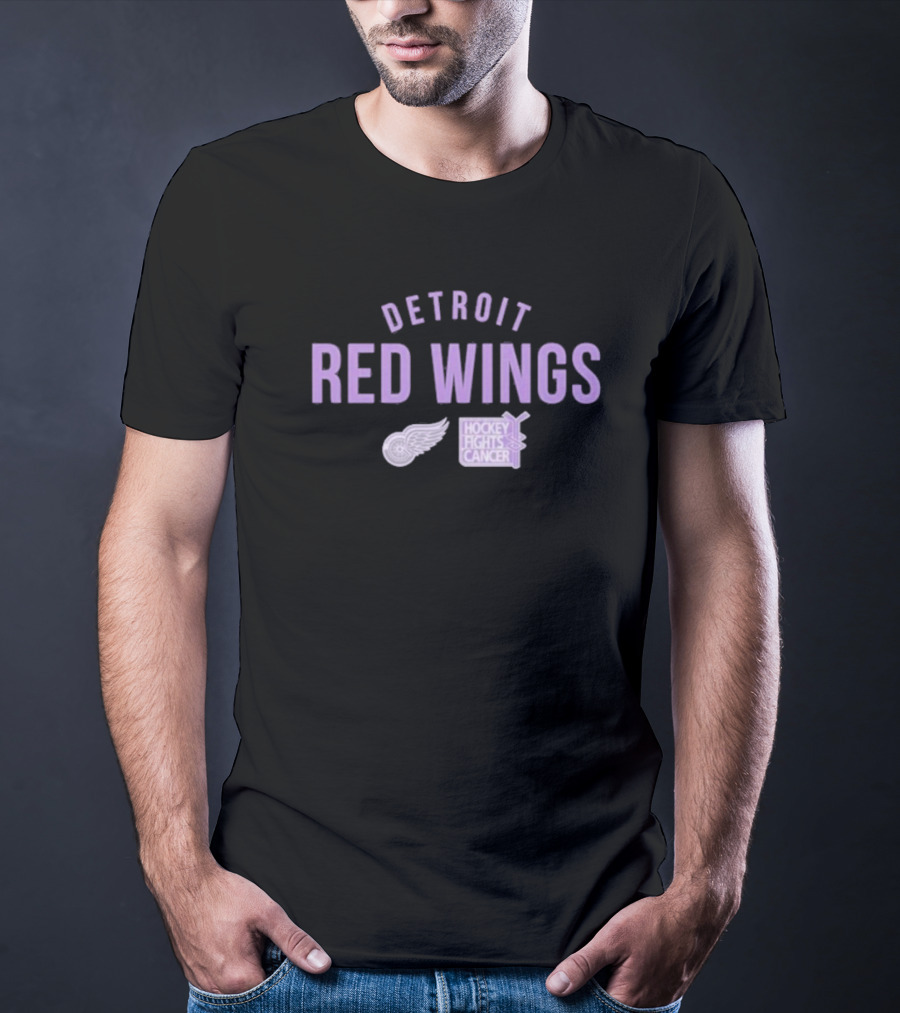 Detroit Red Wings Hockey Fights Cancer T-Shirt