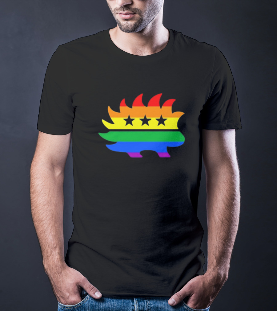 Dr. Simon Goddek Libertarian Porcupine Rainbow Flag Stars T-Shirt