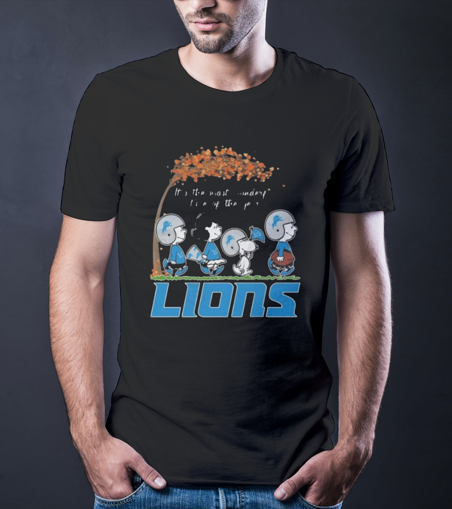 Peanuts Characters It's The Most Wonderful Time Of The Year Detroit Lions T-Shirt