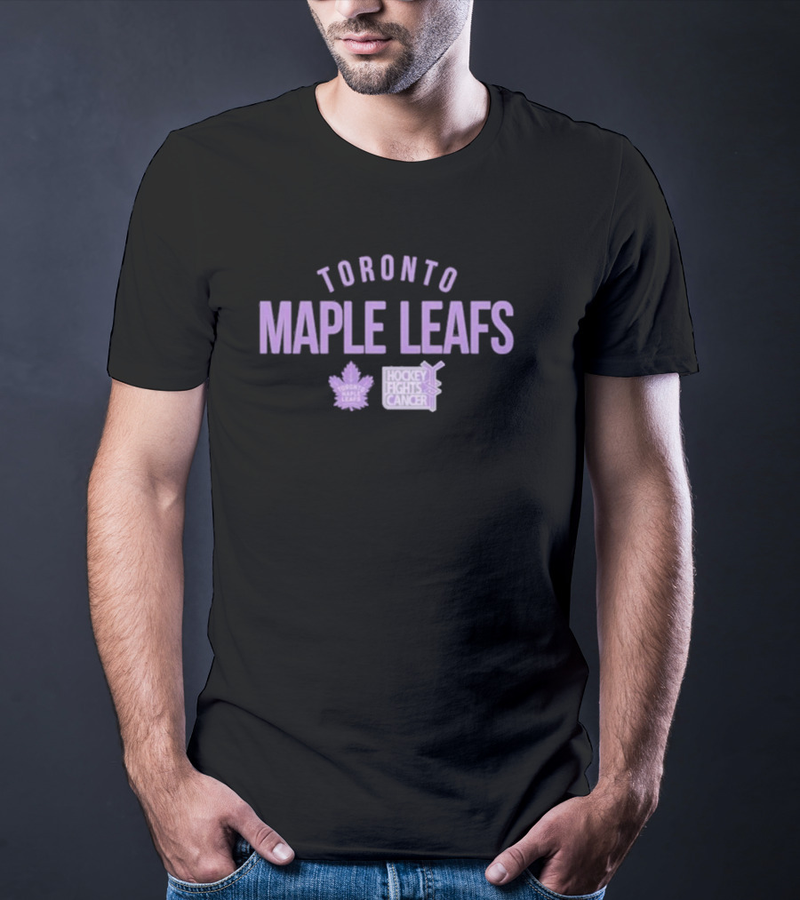 Toronto Maple Leafs Hockey Fights Cancer Purple Logo Campaign T-Shirt