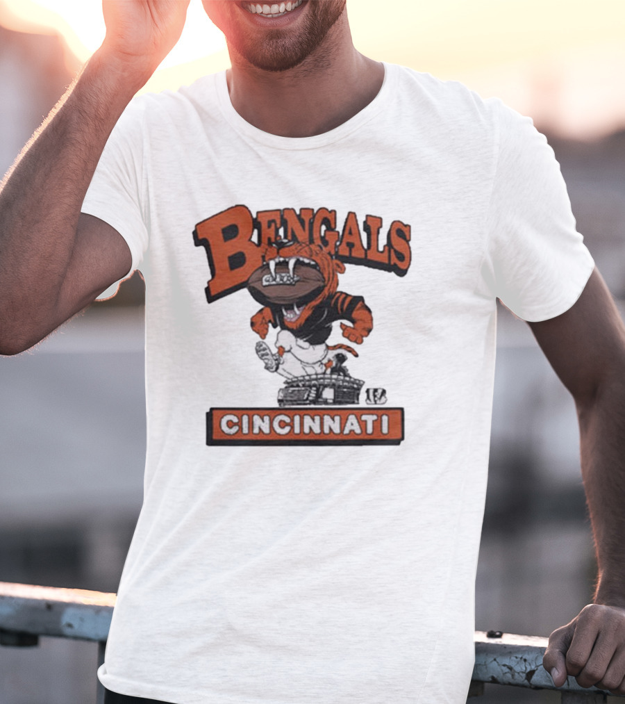 Cincinnati Bengals Mascot Jumping Over Stadium T-Shirt