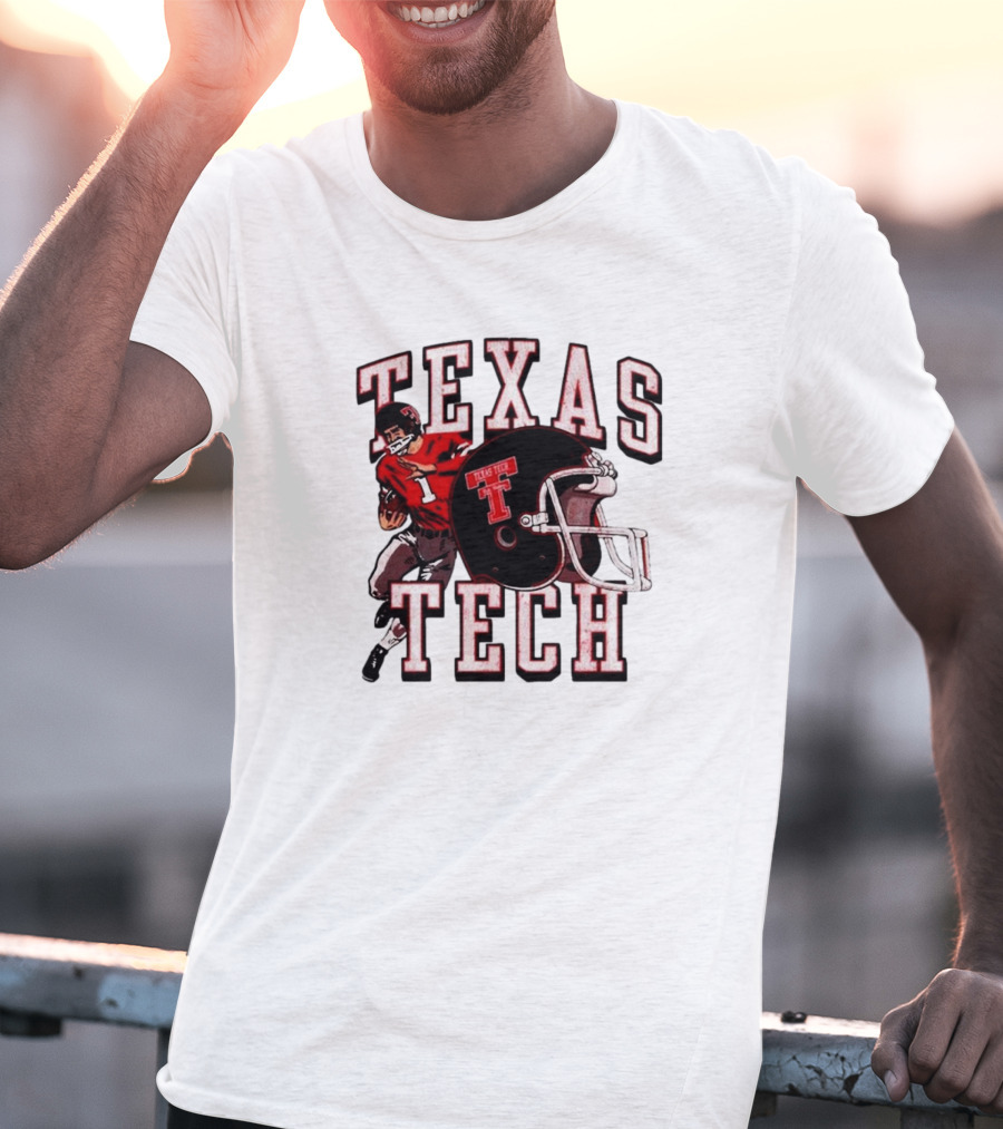 Texas Tech Red Raiders Football Player And Helmet T-Shirt