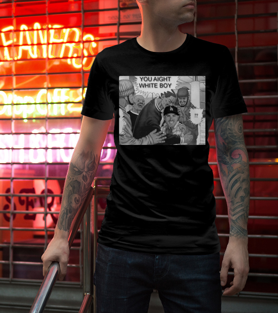 Freddie Freeman LA Dodgers You Aight White Boy Manga T-Shirt