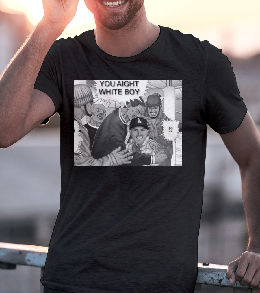 Freddie Freeman LA Dodgers You Aight White Boy Manga T-Shirt