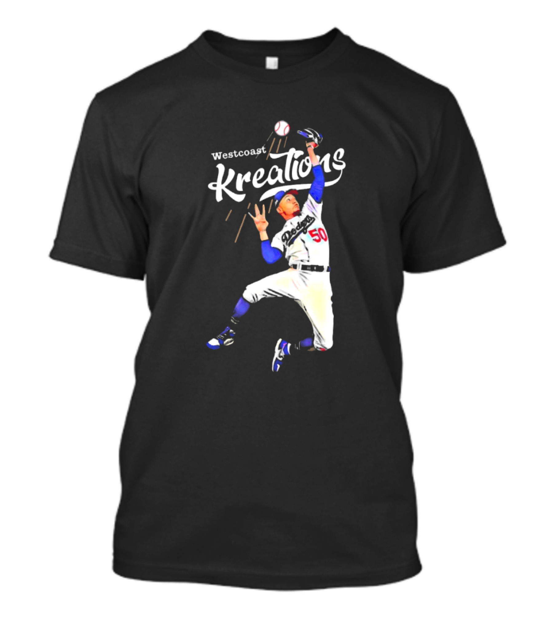 Mookie Betts Los Angeles Dodgers Westcoast Kreations Catching Action T-Shirt