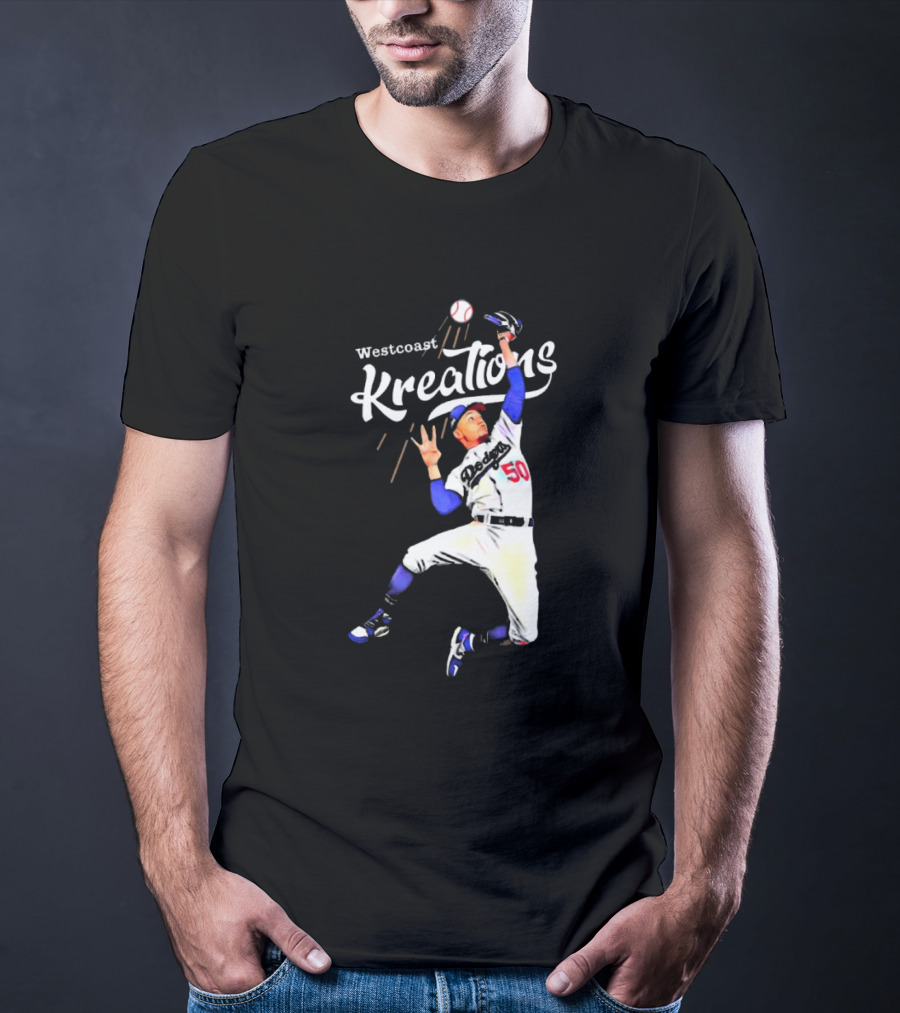 Mookie Betts Los Angeles Dodgers Westcoast Kreations Catching Action T-Shirt