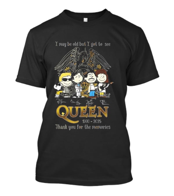 Peanuts Characters Queen 1970-2025 Thank You For The Memories Signatures T-Shirt