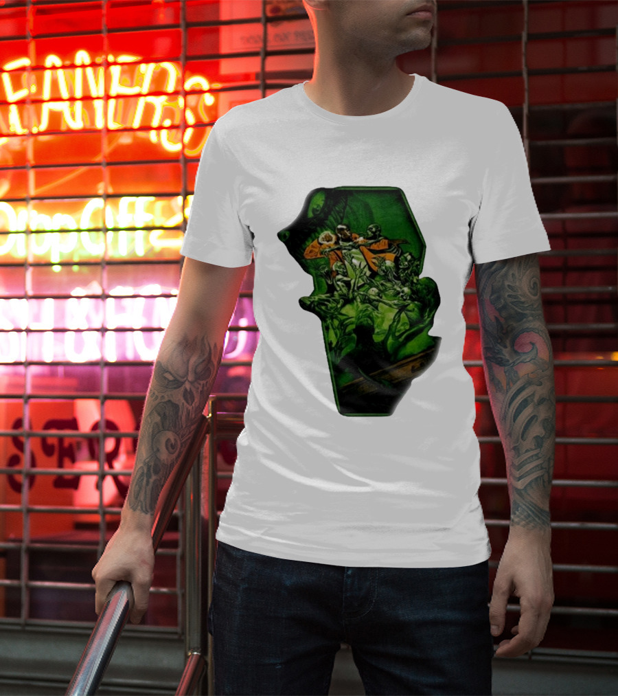 You Only Die 1nce SS Freddie Gibbs Zombie Battle Green Scene T-Shirt