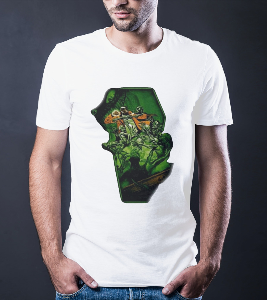 You Only Die 1nce SS Freddie Gibbs Zombie Battle Green Scene T-Shirt