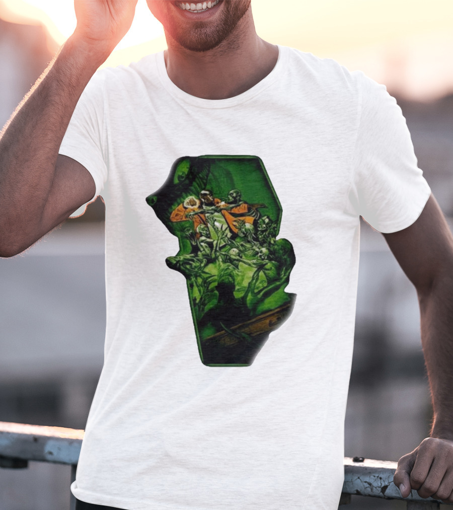 You Only Die 1nce SS Freddie Gibbs Zombie Battle Green Scene T-Shirt