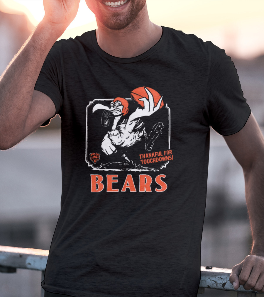 Chicago Bears Thankful For Touchdowns Goose Football Helmet T-Shirt