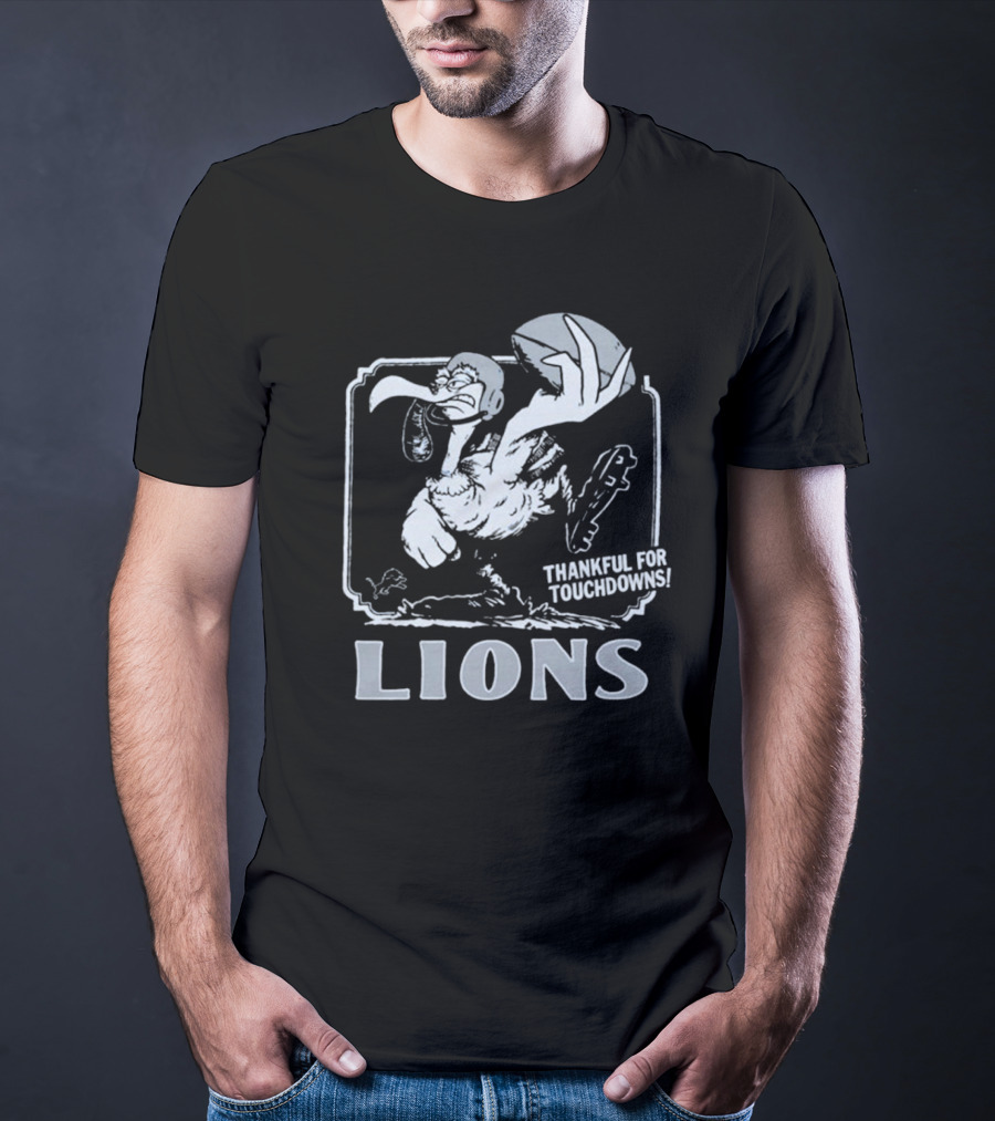 Detroit Lions NFL Vulture Football Thankful For Touchdowns T-Shirt