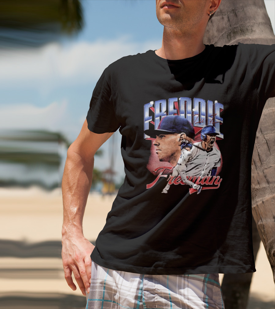 Freddie Freeman Los Angeles Dodgers Vintage Collage MLB Signature T-Shirt