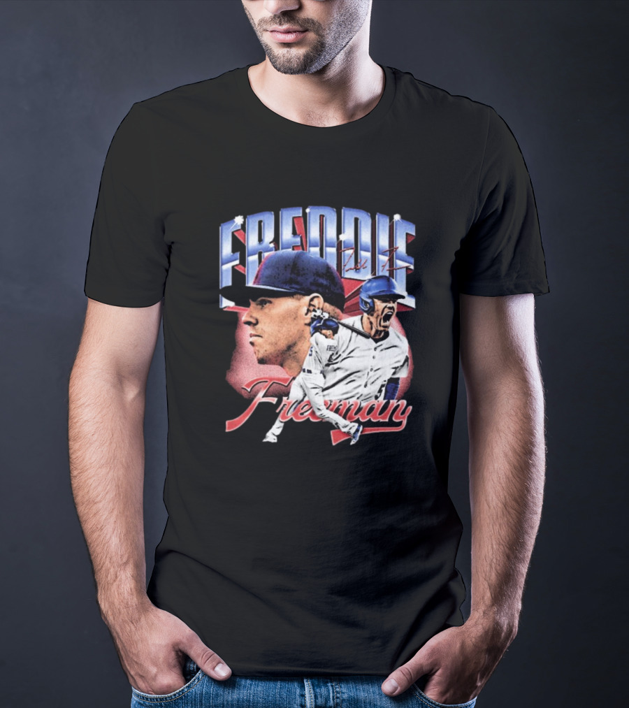 Freddie Freeman Los Angeles Dodgers Vintage Collage MLB Signature T-Shirt