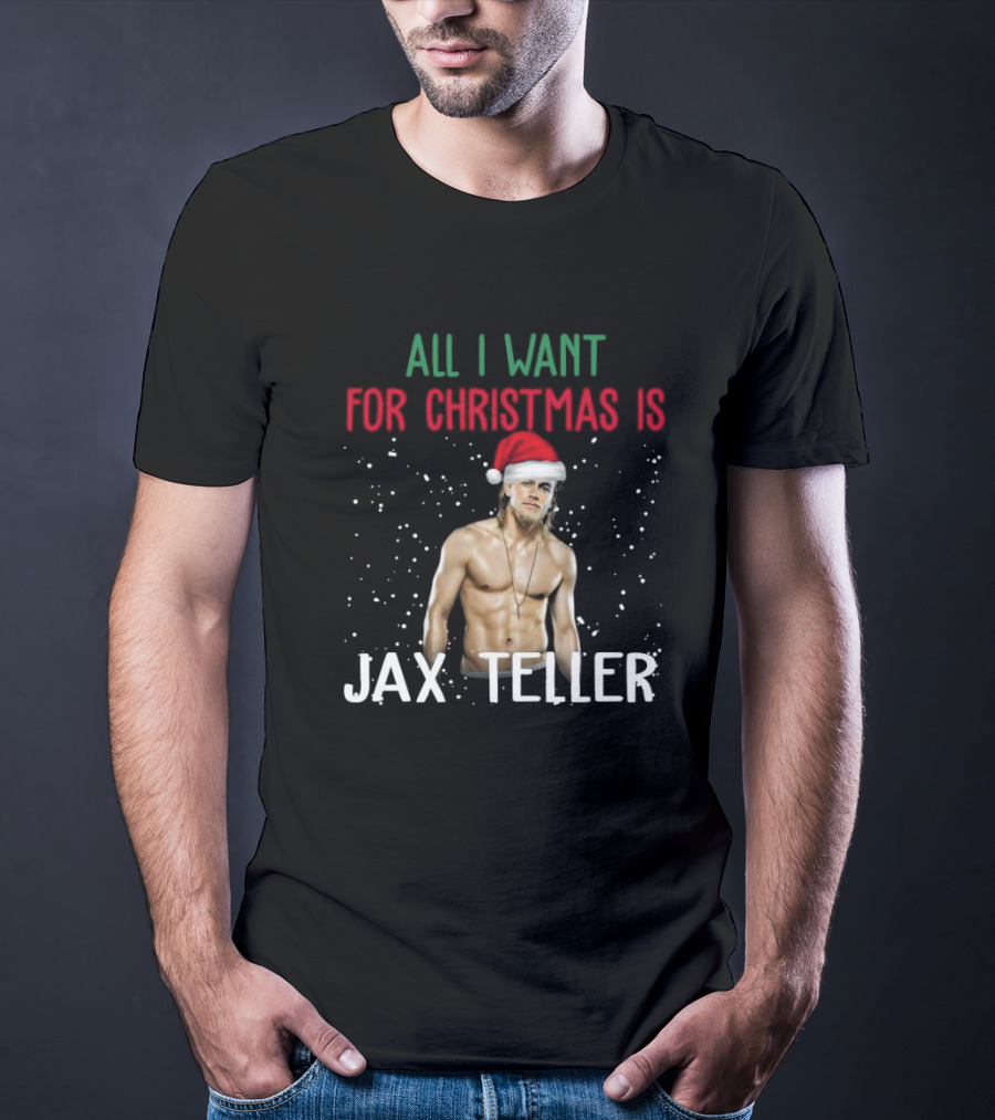 All I Want For Christmas Is Jax Teller Santa Hat Snowflakes T-Shirt
