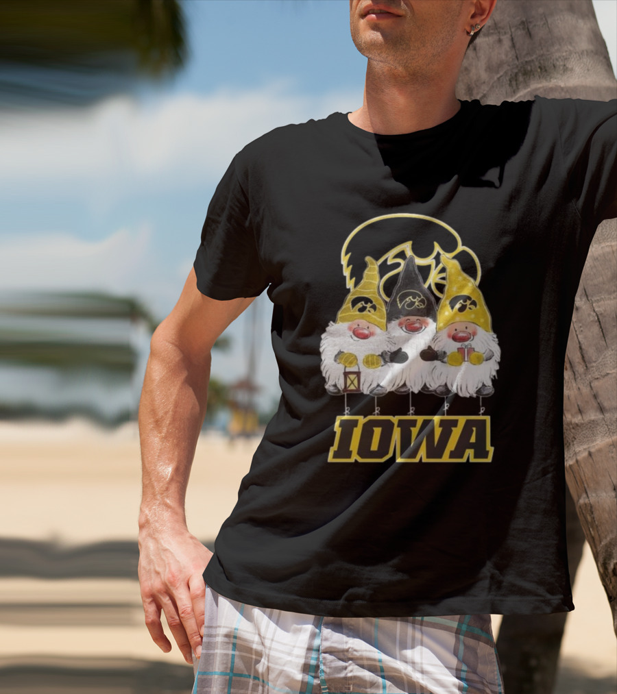 Iowa Hawkeyes Gnomes Merry Christmas T-Shirt
