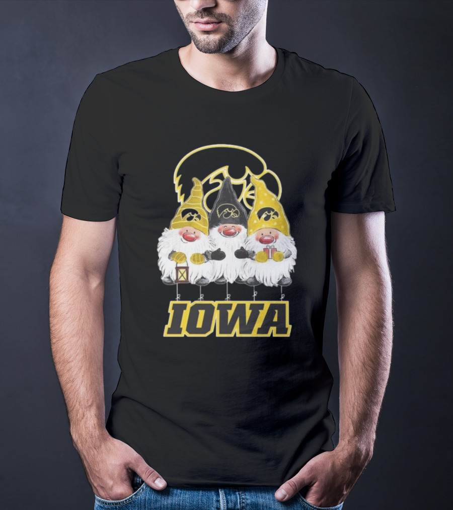 Iowa Hawkeyes Gnomes Merry Christmas T-Shirt