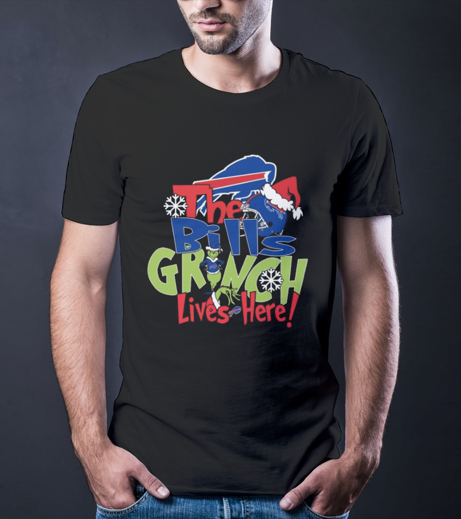 Buffalo Bills Grinch Lives Here Christmas T-Shirt