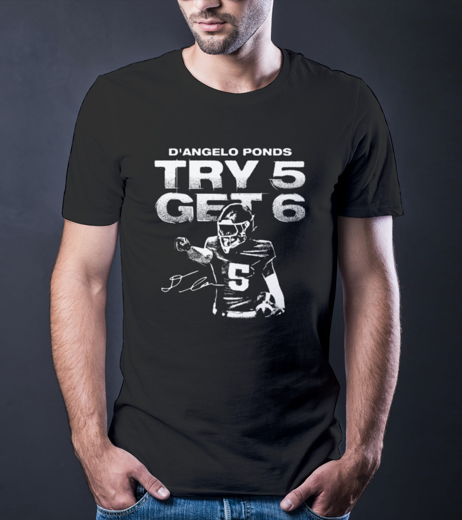D'Angelo Ponds Try 5 Get 6 Indiana Hoosiers Football Signature T-Shirt