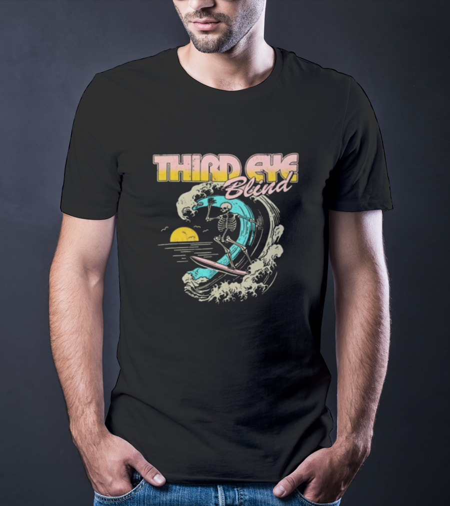 Third Eye Blind Skeleton Surfing Vintage Wave Sunset Summer Tour T-Shirt
