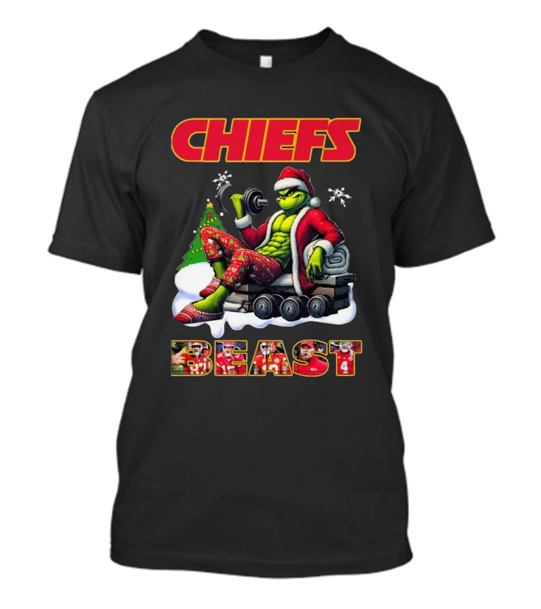 Chiefs Grinch Santa Beast Christmas Gymmer Kansas NFL 2025 T-Shirt