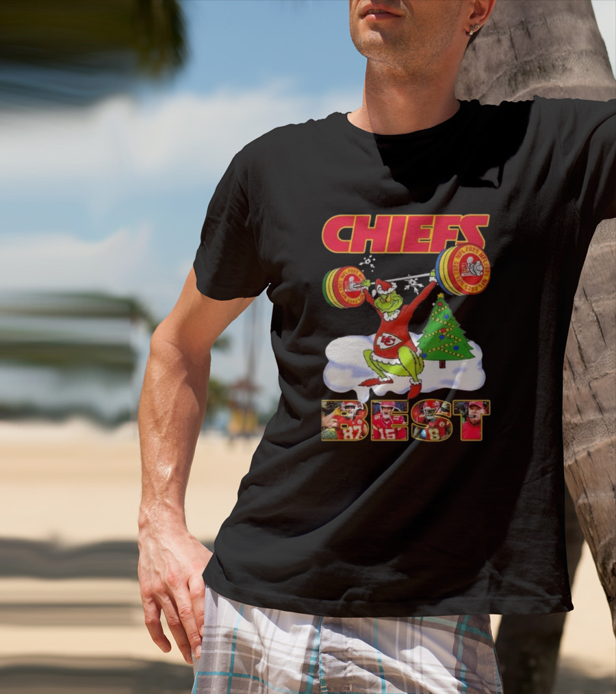 Chiefs Grinch Lifting Weights Christmas Tree NFL 2025 Best T-Shirt