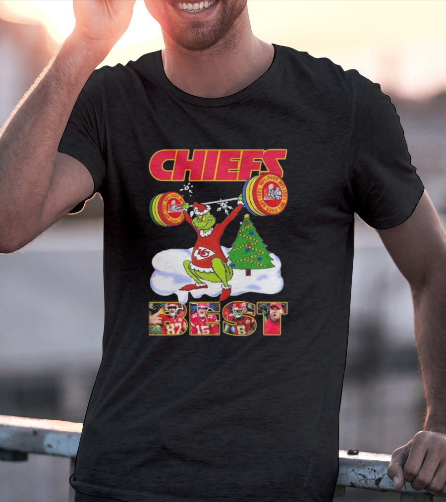 Chiefs Grinch Lifting Weights Christmas Tree NFL 2025 Best T-Shirt