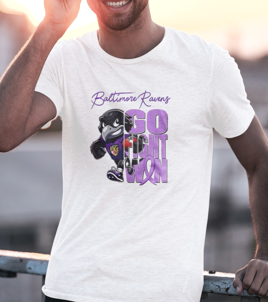 Baltimore Ravens Go Fight Win Pancreatic Cancer Awareness T-Shirt