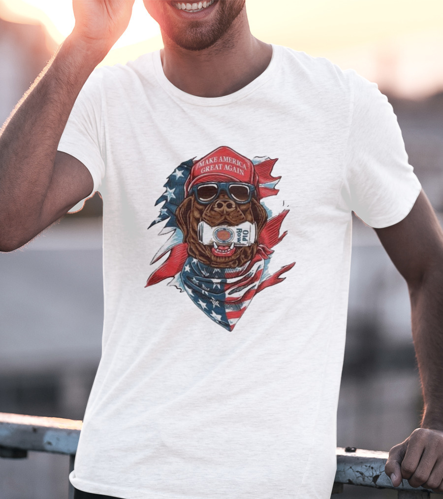 Make America Great Again Dog Old Row American Flag Bandana T-Shirt