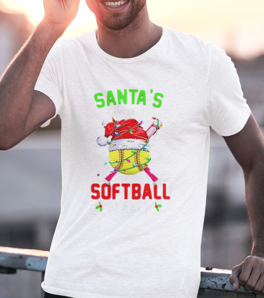 Santa's Favorite Softball Christmas Player T-Shirt