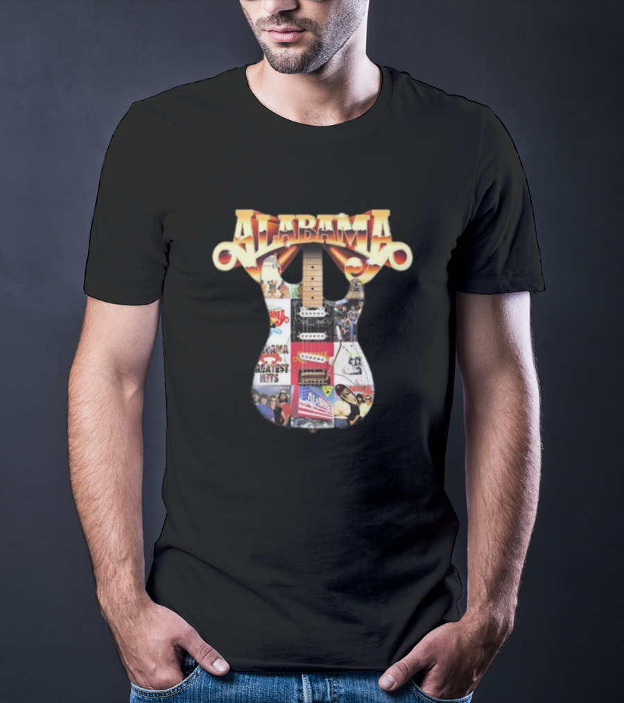 Alabama Black Guitar Band Collage Greatest Hits T-Shirt