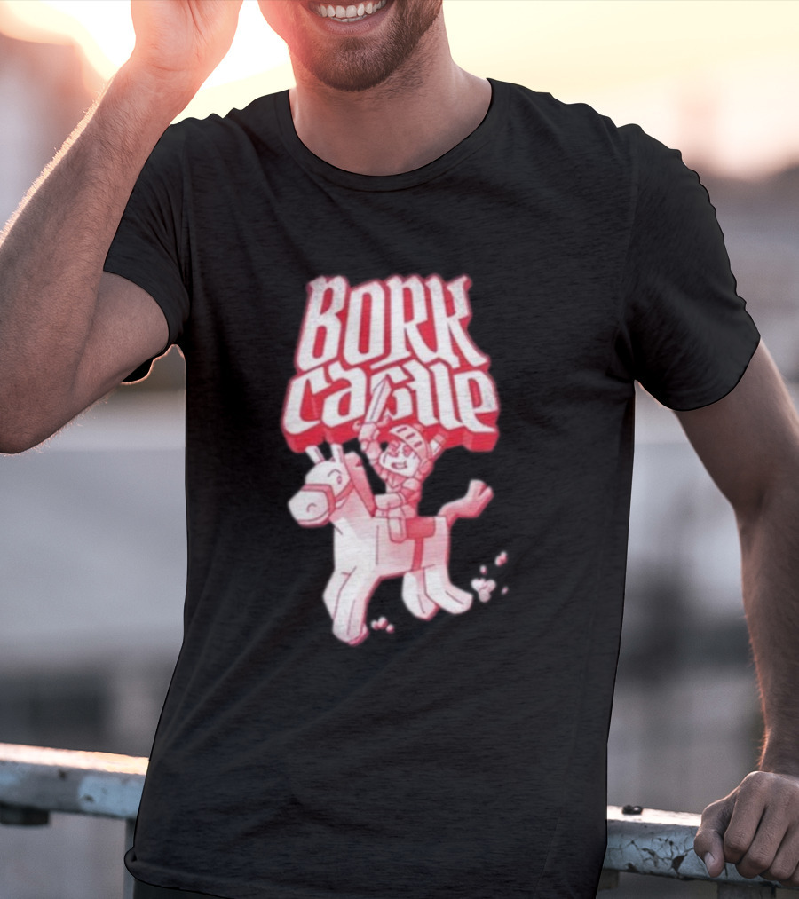 Bork Castle Cartoon Knight Riding Horse T-Shirt