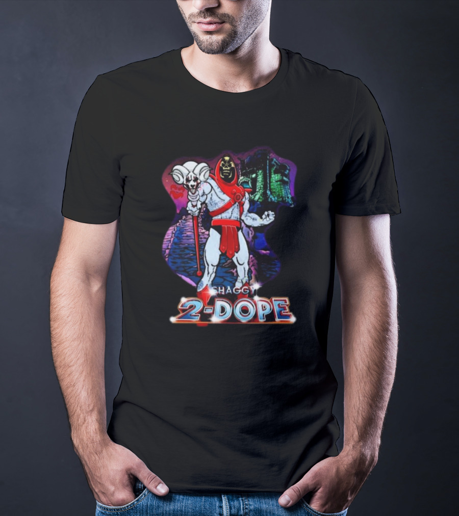 Shaggy 2 Dope Skeletor Mashup With Vintage Castle Background T-Shirt