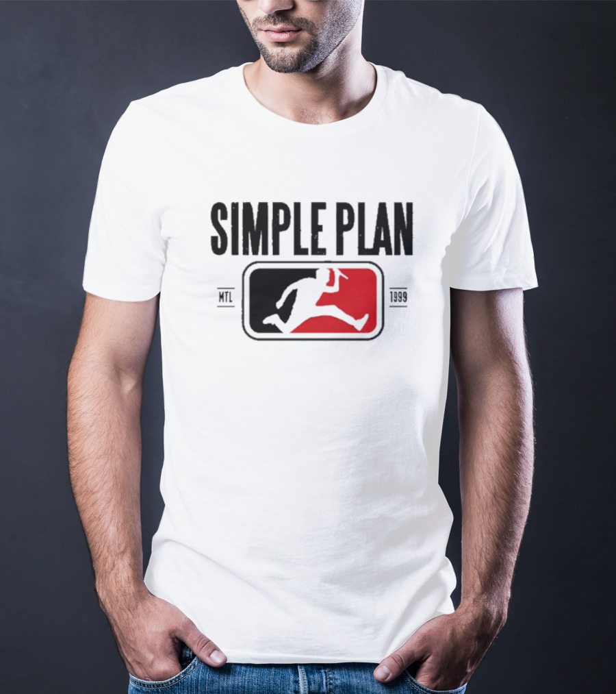 SIMPLE PLAN SP MTL 1999 Baseball Style Logo Jumping Figure T-Shirt