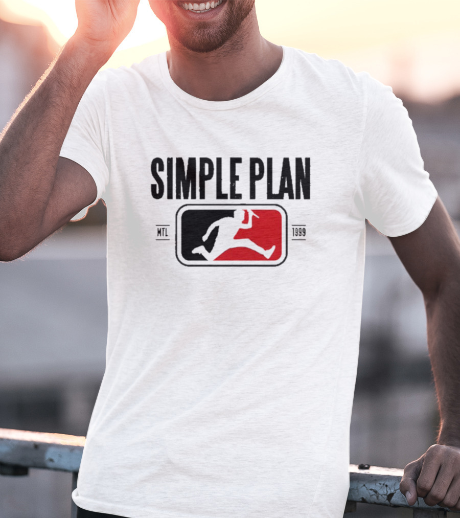 SIMPLE PLAN SP MTL 1999 Baseball Style Logo Jumping Figure T-Shirt