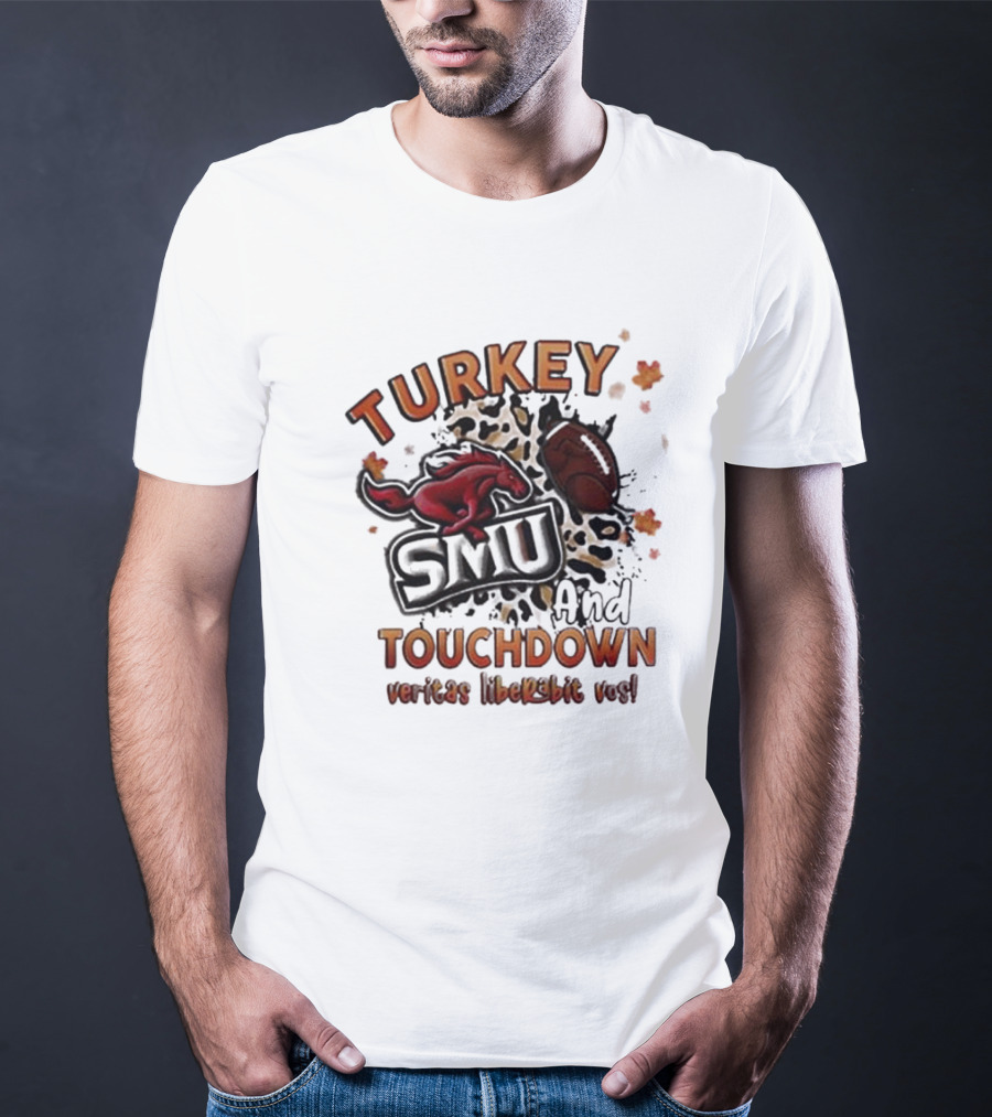 SMU Mustangs Turkey Touchdown Veritas Liberabit Vos T-Shirt