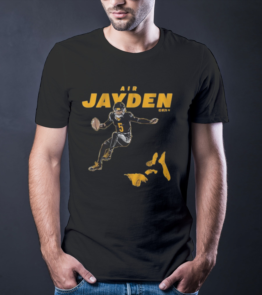Air Jayden NFL Football Number 5 Jumping Action T-Shirt