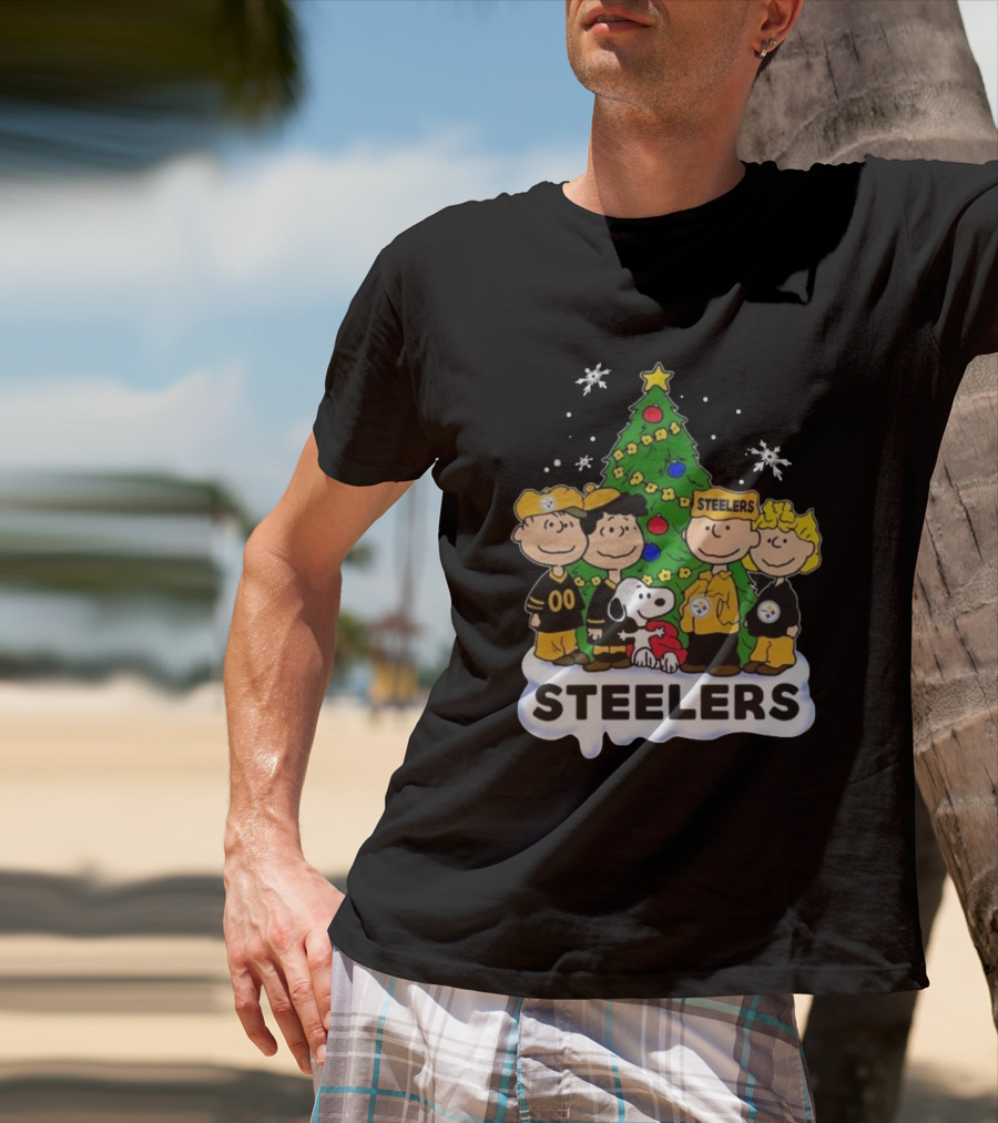 Peanuts Characters Pittsburgh Steelers Christmas T-Shirt