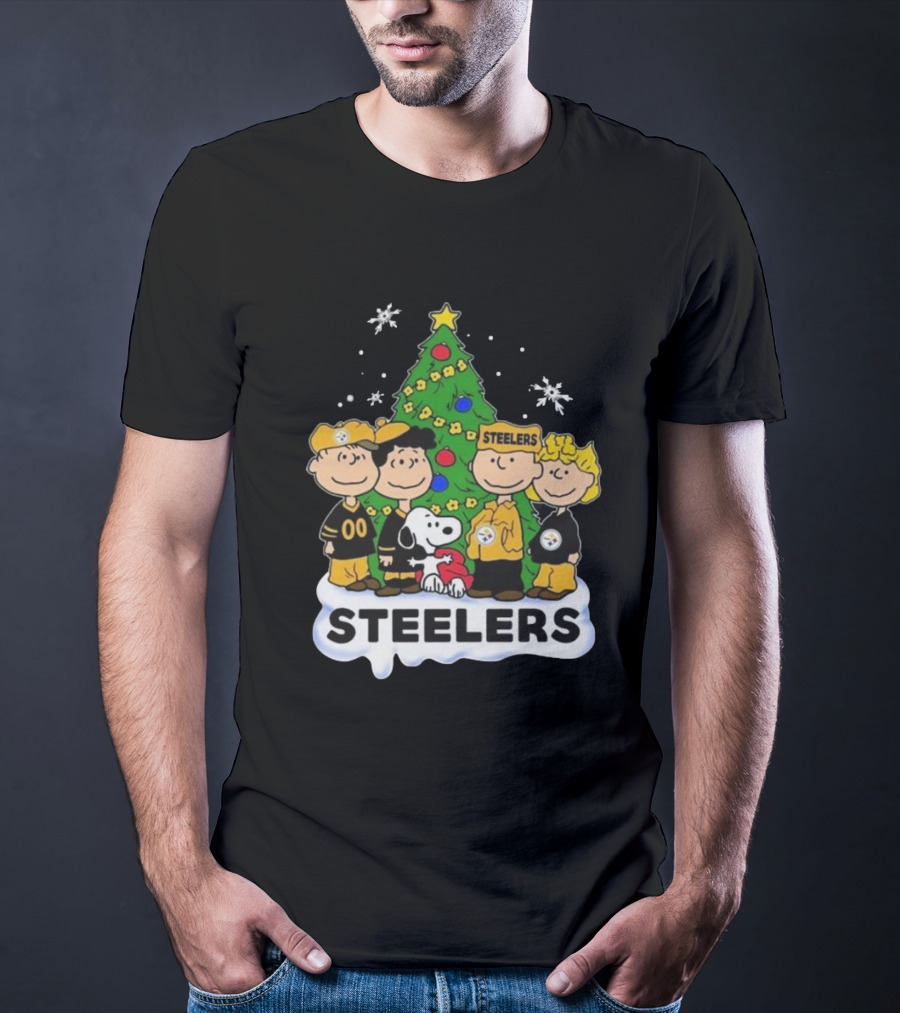 Peanuts Characters Pittsburgh Steelers Christmas T-Shirt
