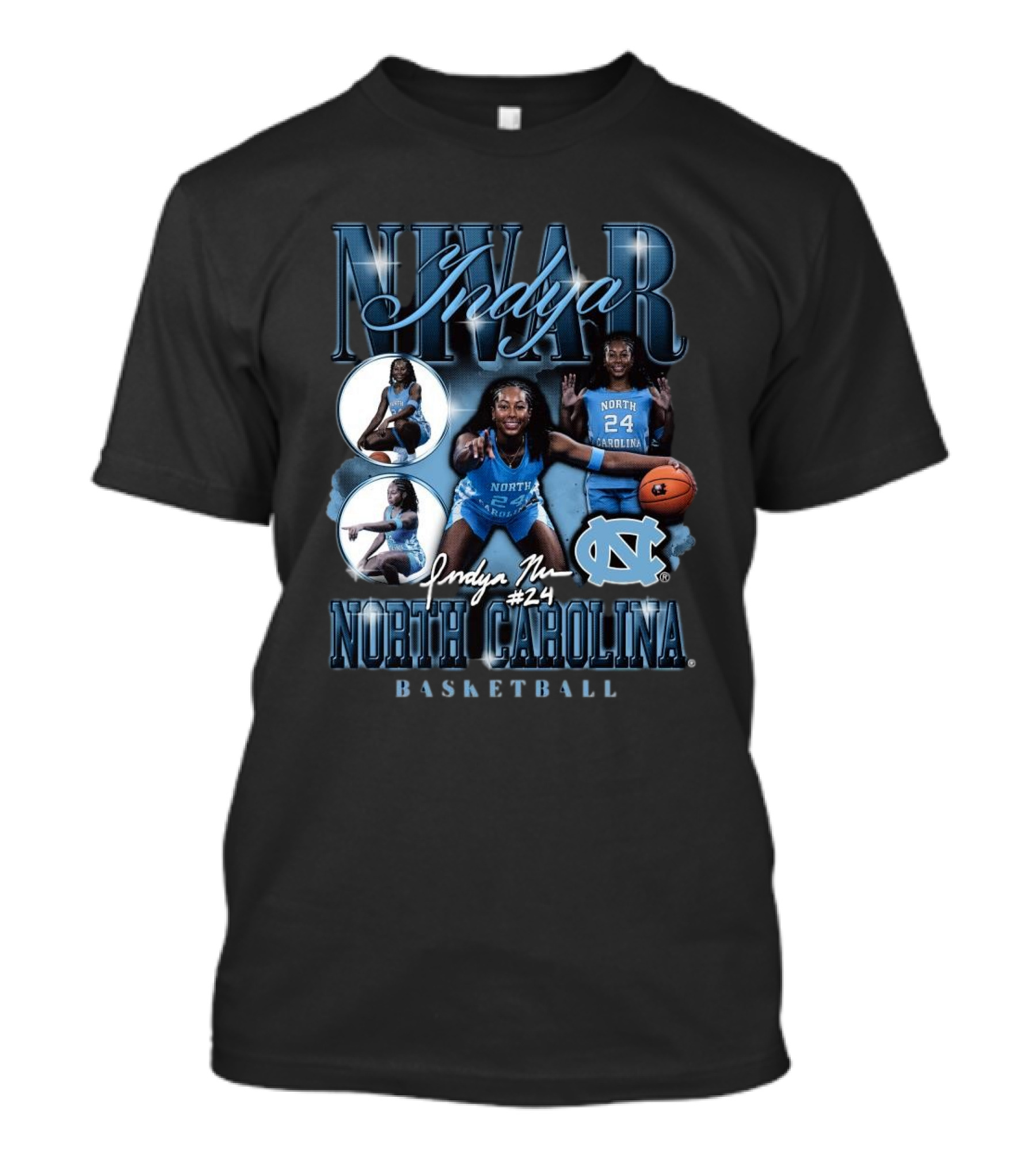 Indya Nivar #24 North Carolina Tar Heels Basketball T-Shirt